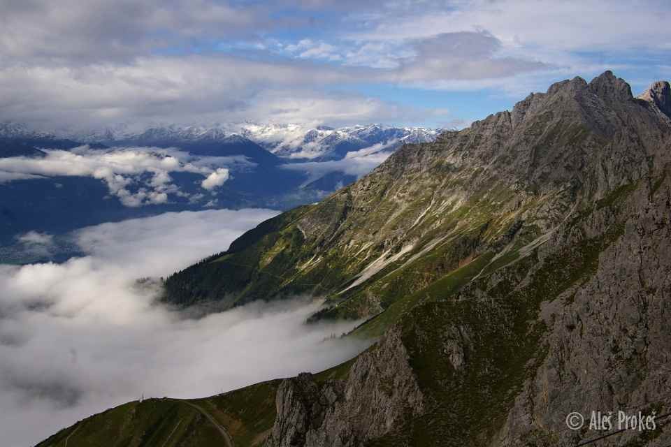 Innsbruck, Nordkette, pohled ze stanice Seegrube