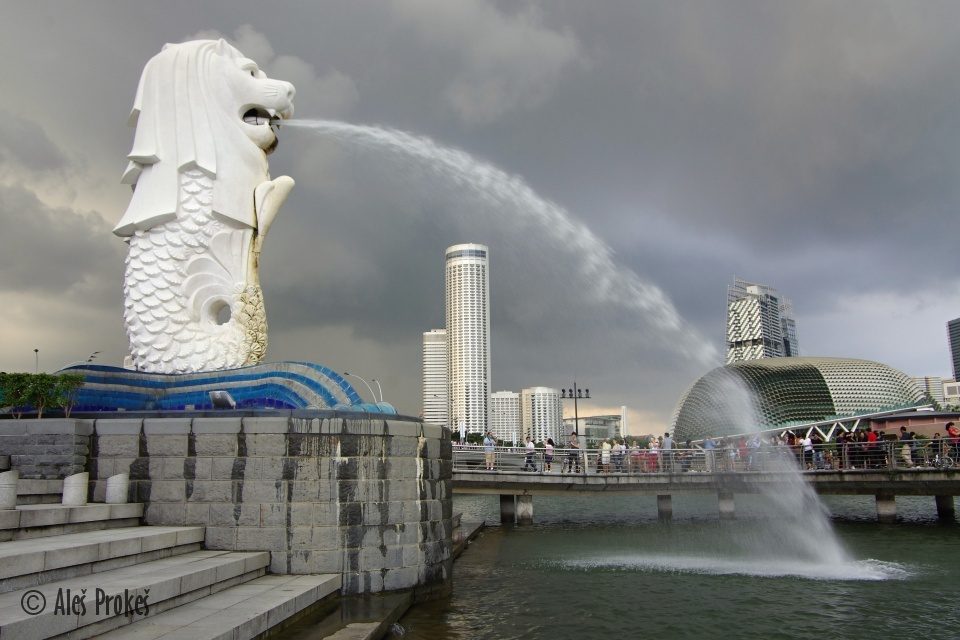 Merlion, socha poblíž Marina Bay